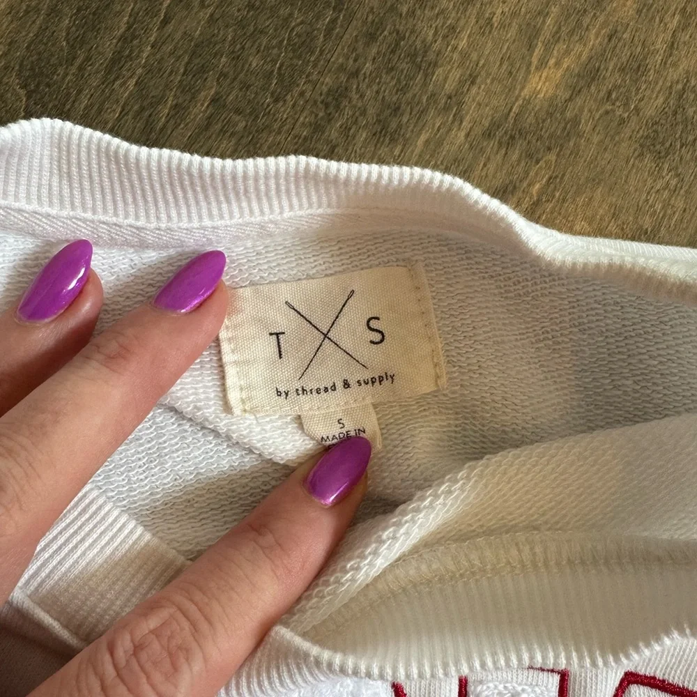 🇺🇸 Thread & Supply America Terry Letter Sweatshirt - Sz S - 4th of July Festive - Picture 3 of 4